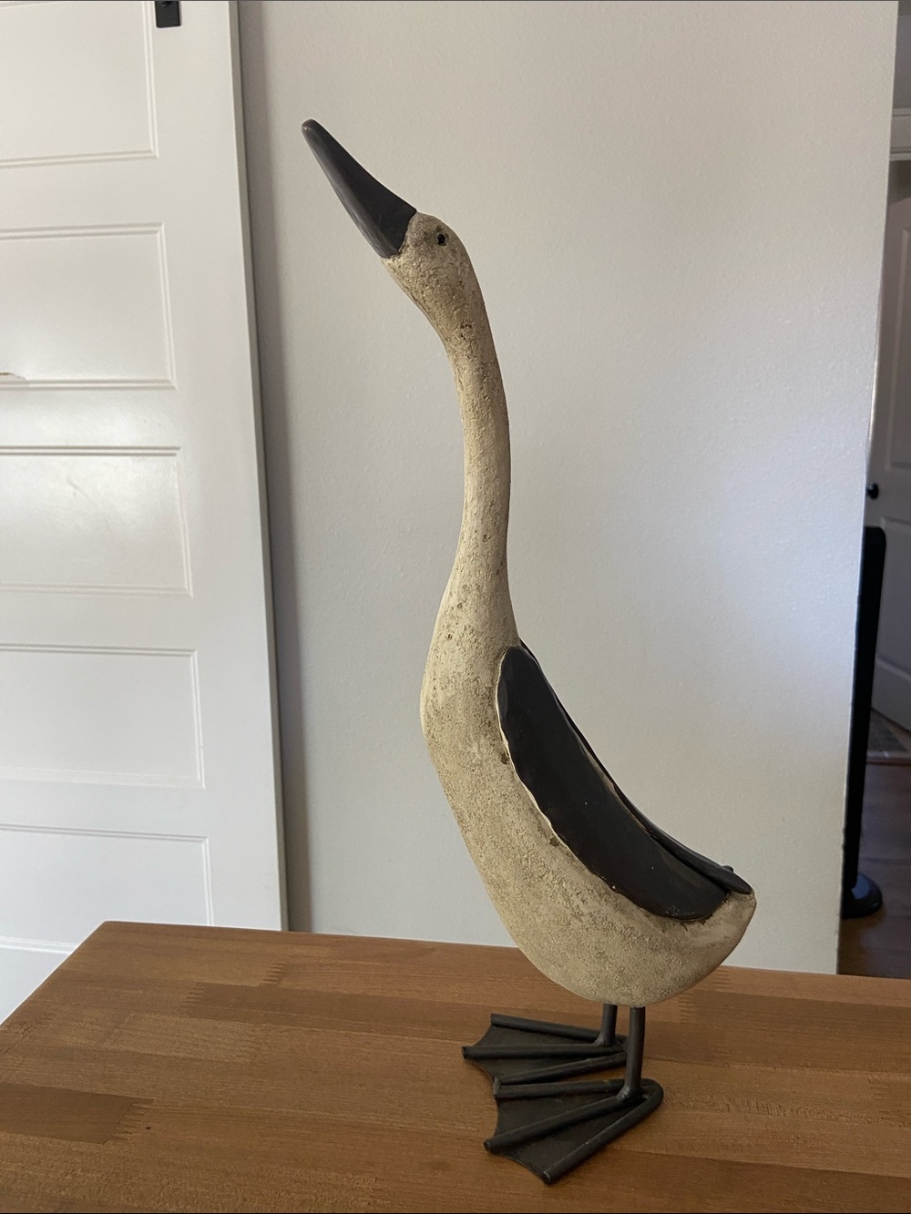 Large Rustic Goose Sculpture Metal Wings 18" Farmhouse Decor